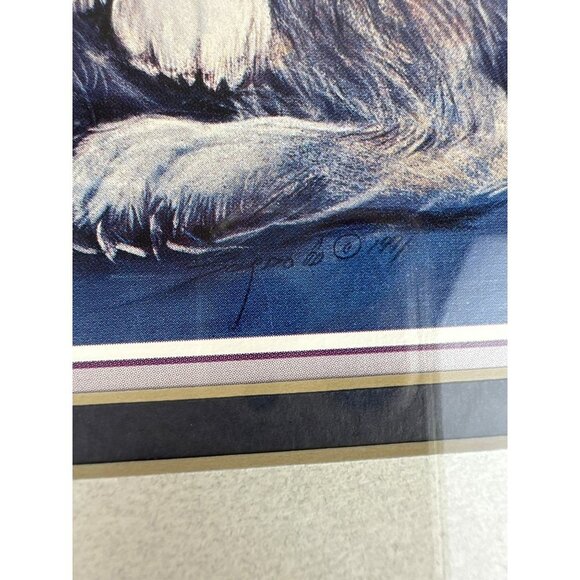 Carole Bourdo "Pile Of Pups" Vtg 70s Signed Limited Edition Wolf Framed Print - Picture 6 of 7